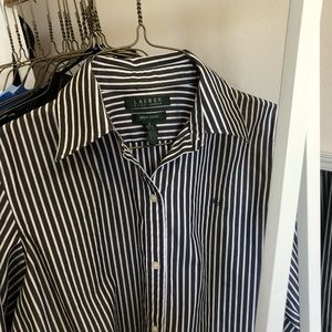 Lauren Ralph Lauren button up long sleeve blouse.